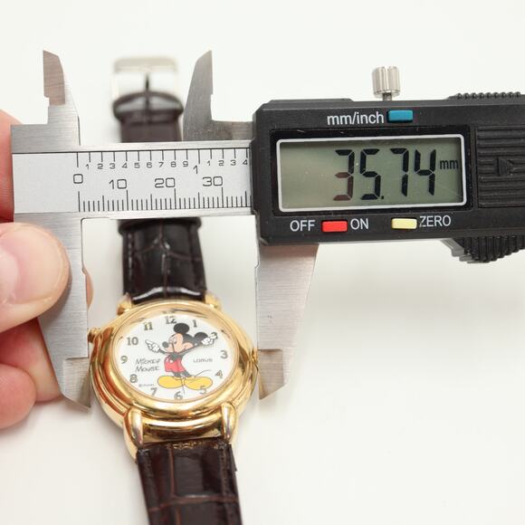 Vintage Lorus Mickey Mouse 36mm Talking Sound Watch Brown Leather w New Battery - Picture 2 of 13